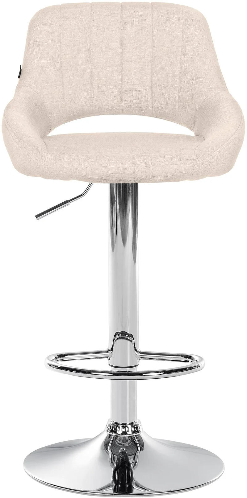Lot de 2 tabourets de bar avec repose-pieds pivotant et réglable en tissu crème et métal 10_0004356