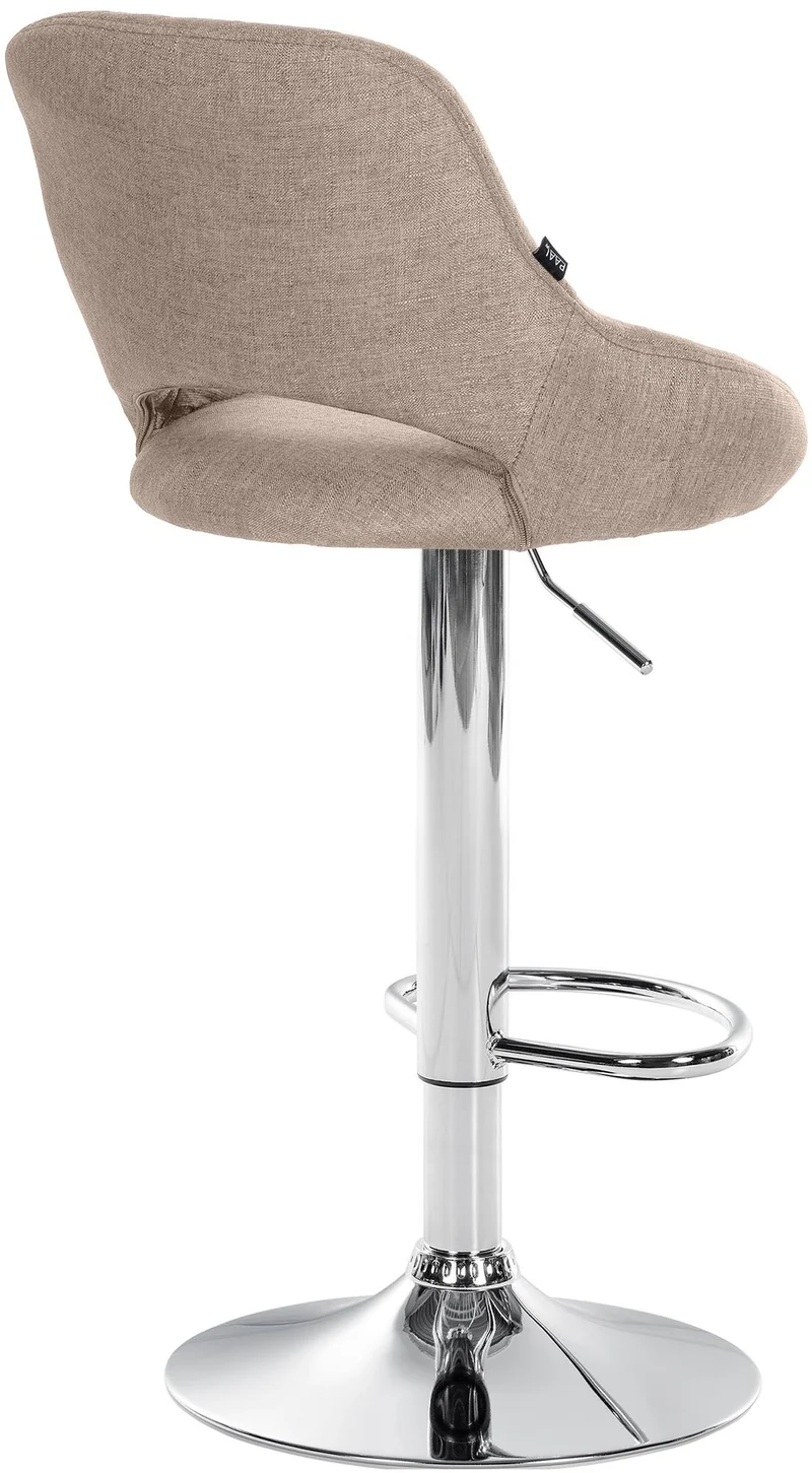 Lot de 2 tabourets de bar avec repose-pieds pivotant et réglable en tissu taupe et métal TDB10811