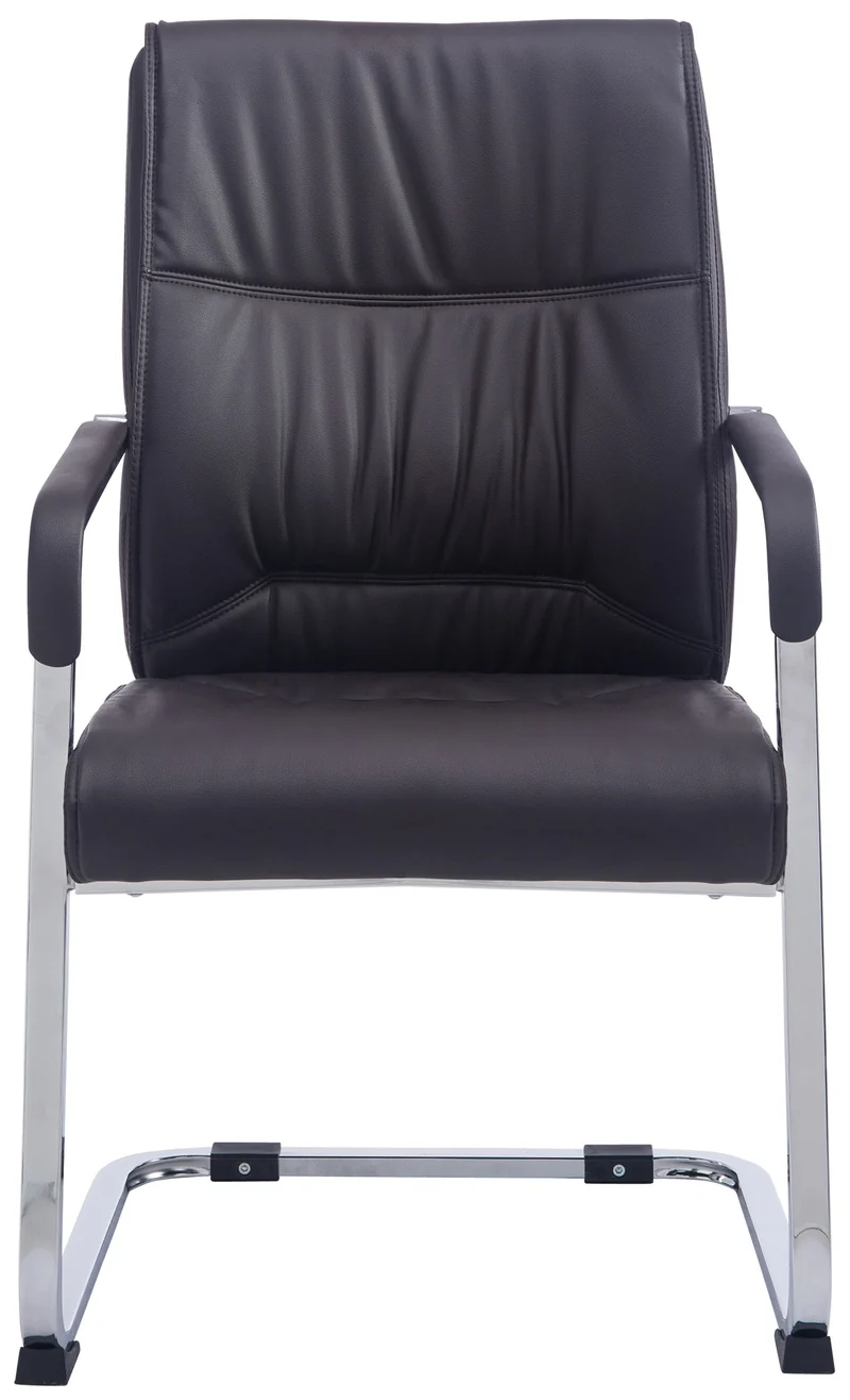 Fauteuil de bureau sans roulettes chaise visiteur sans roulettes jusqu'à 260kg en PVC marron 10_0002774