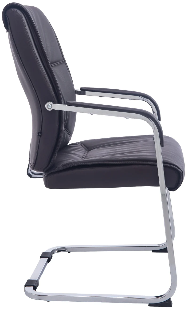 Fauteuil de bureau sans roulettes chaise visiteur sans roulettes jusqu'à 260kg en PVC marron 10_0002774