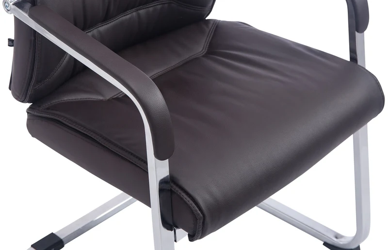 Fauteuil de bureau sans roulettes chaise visiteur sans roulettes jusqu'à 260kg en PVC marron 10_0002774