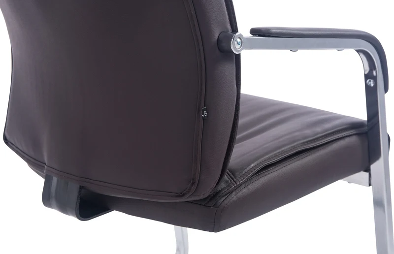 Fauteuil de bureau sans roulettes chaise visiteur sans roulettes jusqu'à 260kg en PVC marron 10_0002774