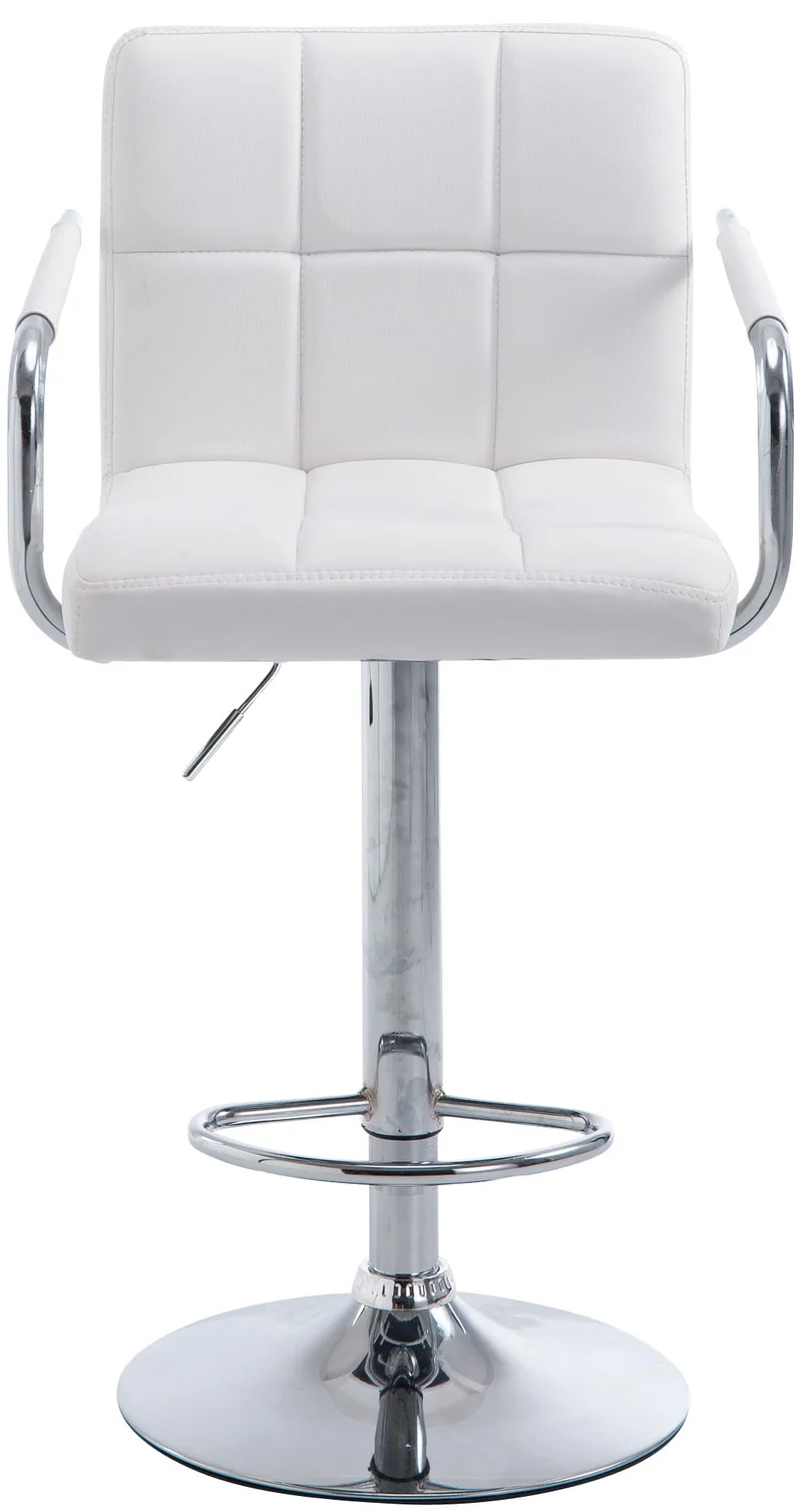 Tabouret de bar repose-pieds en synthétique blanc pieds trompette en métal chromé TDB10521