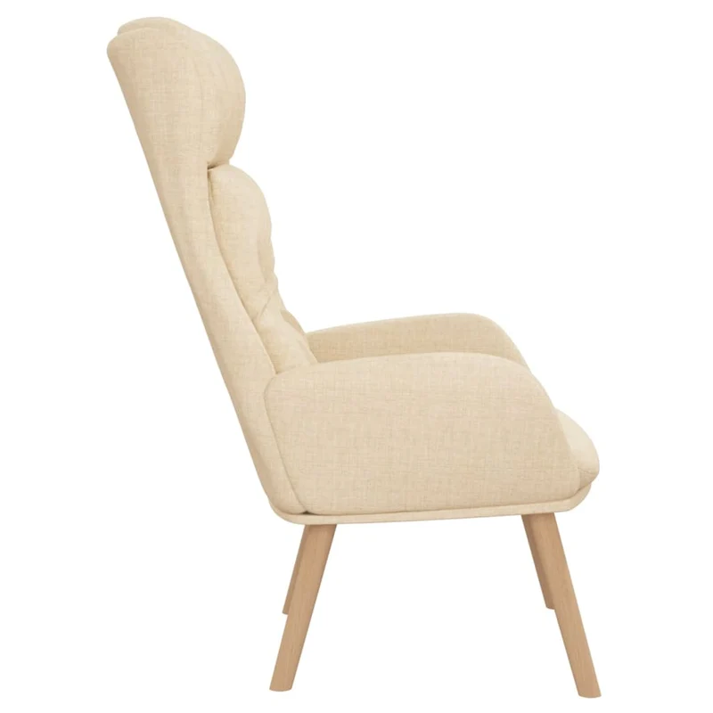 Fauteuil lounge chaise de canapé design moderne en tissu crème DEC026658