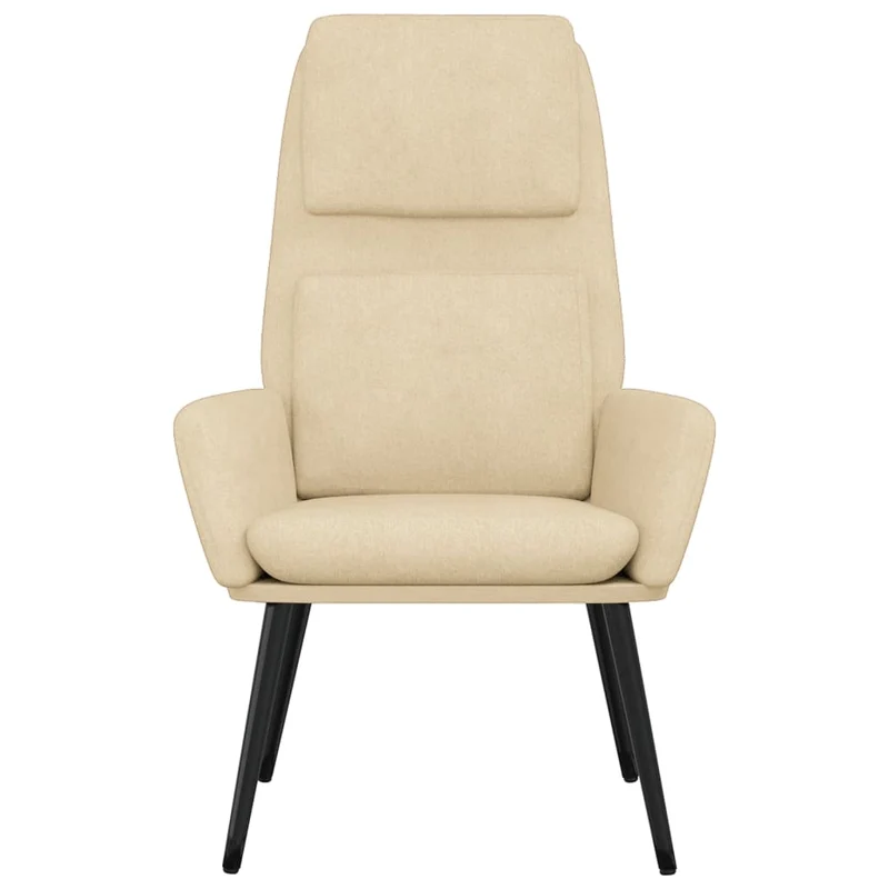 Fauteuil lounge chaise de canapé design moderne en tissu crème DEC026657