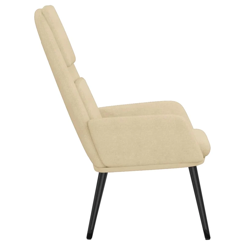 Fauteuil lounge chaise de canapé design moderne en tissu crème DEC026657