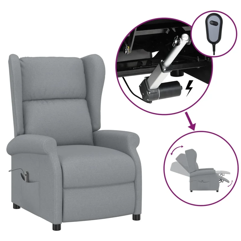 Fauteuil relax TV fonction de levage électrique très confortable en tissu gris DEC028616
