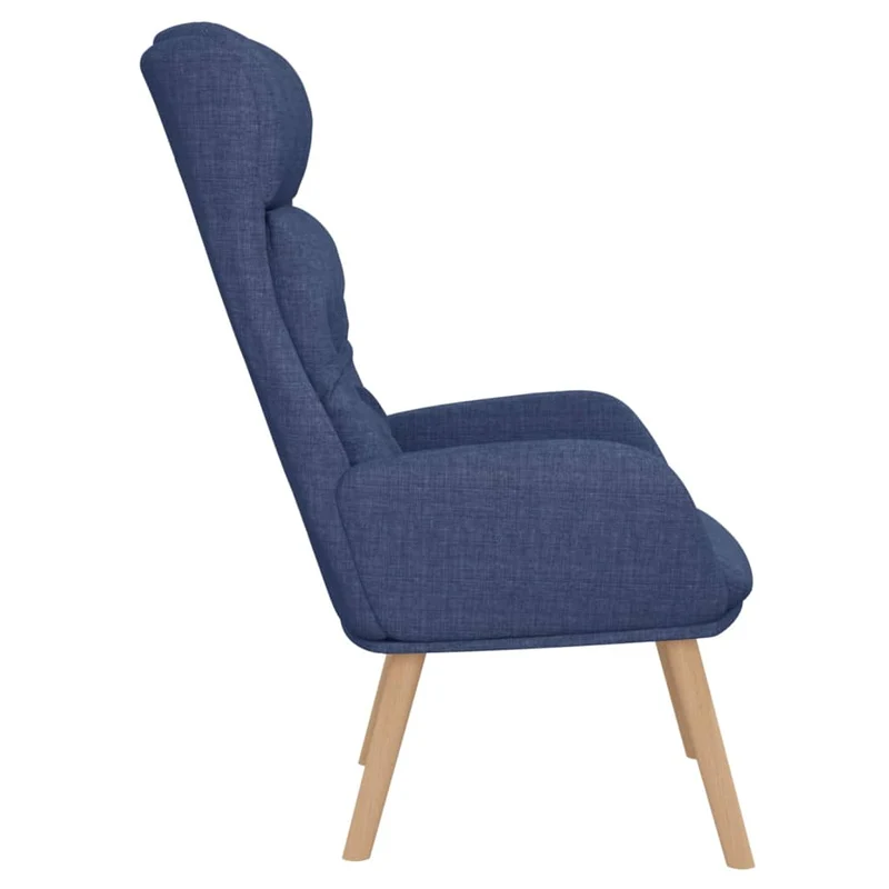 Fauteuil lounge chaise de canapé design moderne avec accoudoirs en tissu bleu pieds en bois DEC026640