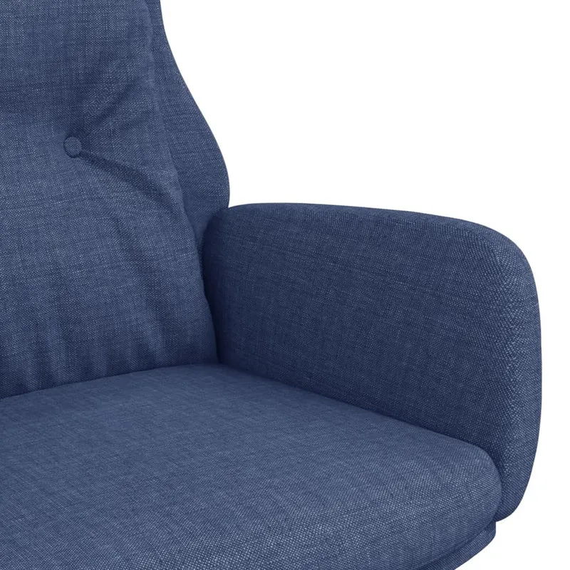 Fauteuil lounge chaise de canapé design moderne avec accoudoirs en tissu bleu pieds en bois DEC026640