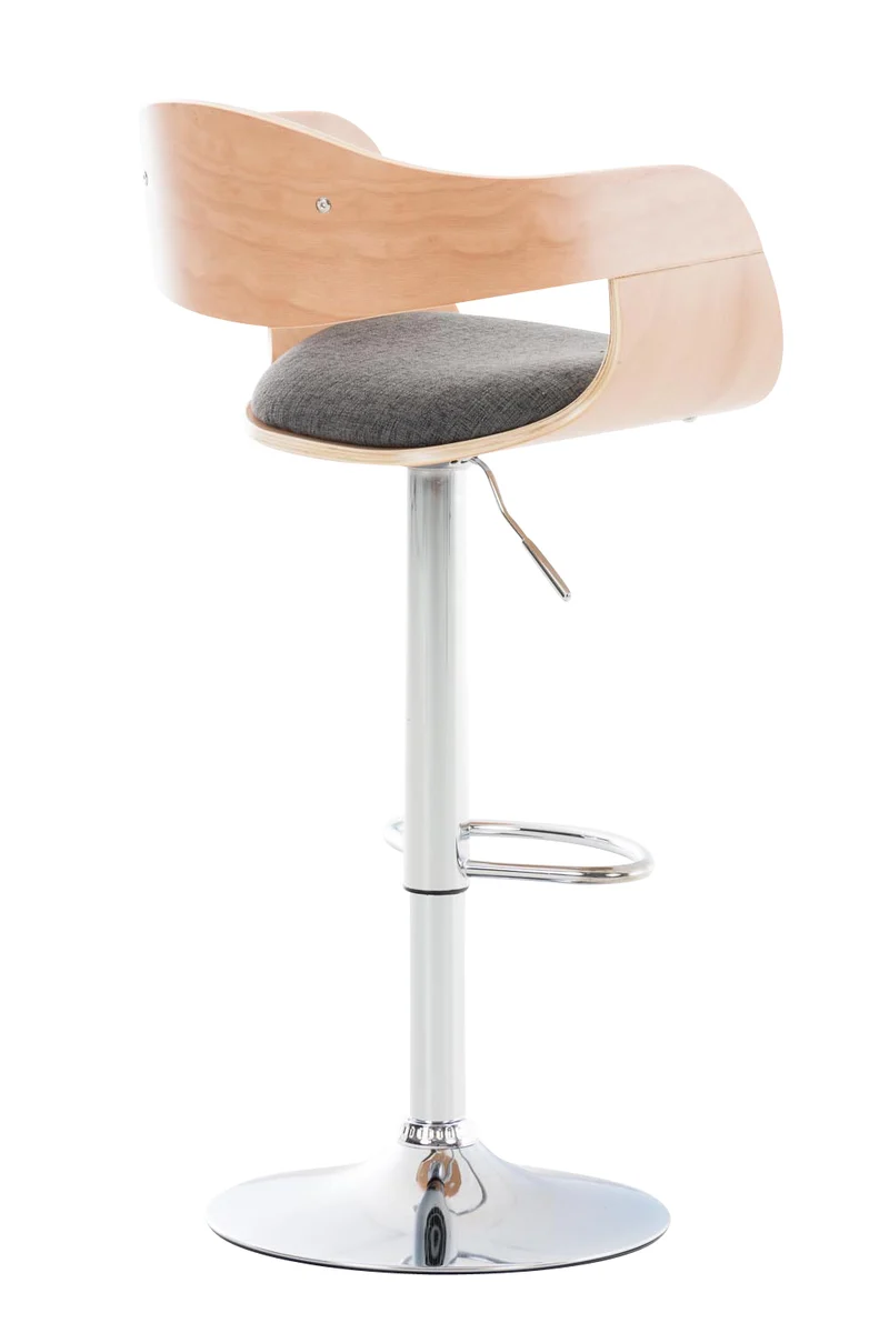 Lot de 2 tabourets de bar design scandinave en tissu gris et structure en bois clair 10_0004257