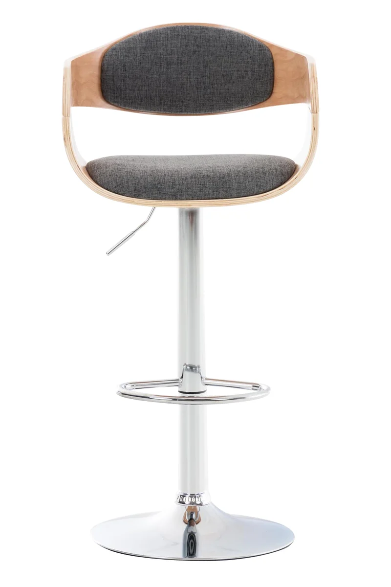 Tabouret de bar x1 design scandinave en tissu gris clair et structure en bois clair 10_0005052