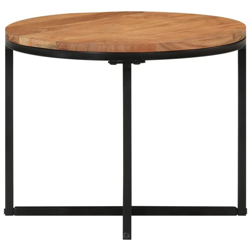 Table d'appoint forme ronde style industriel 45 x 45 x 35 cm bois massif acacia et fer DEC037064