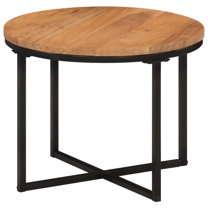 Table d'appoint forme ronde style industriel 45 x 45 x 35 cm bois massif acacia et fer DEC037064