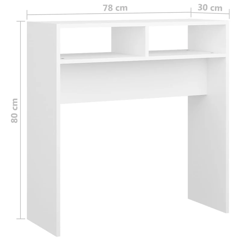 Table console d'entrée fonctionnel et stylé avec compartiments de rangement 78 x 30 x 80 cm bois d'ingénierie blanc DEC031713