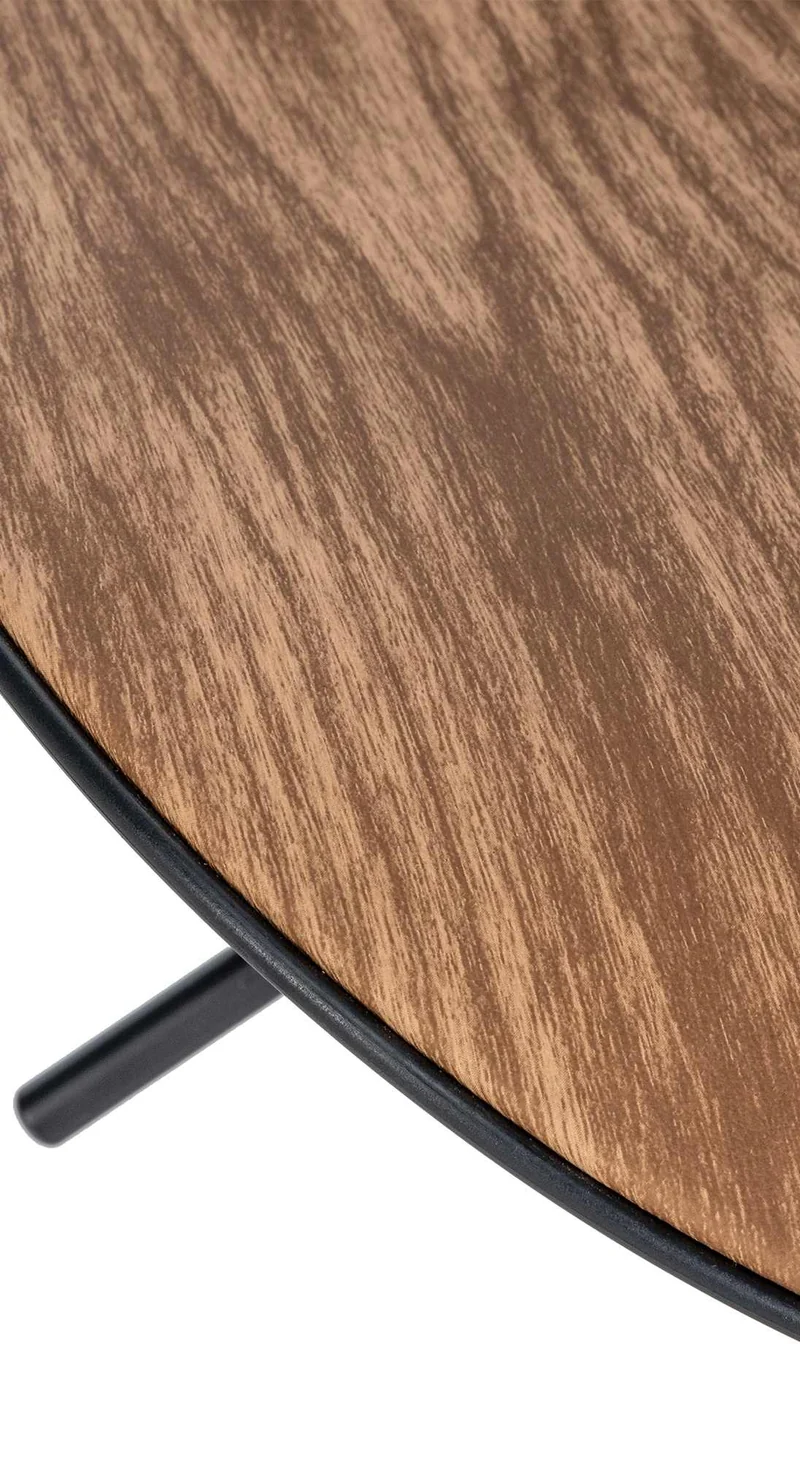 Tabouret de bar x1 forme ergonomique en PVC couleur bois et pieds en métal noir 10_0004529