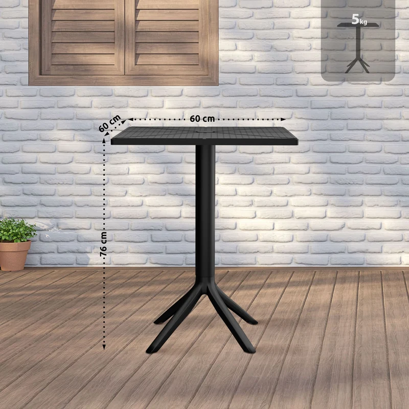 Table d'appoint pour intérieur ou extérieur 60x60 cm en plastique noir 10_0009165
