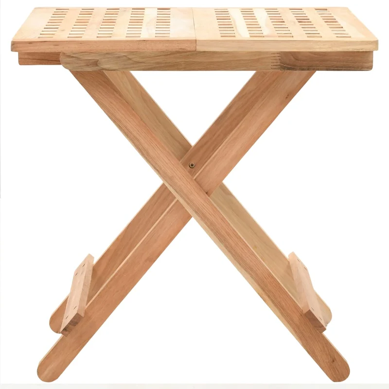 Table d'appoint pliable 50 x 50 x 49 cm bois de noyer massif beige DEC032517
