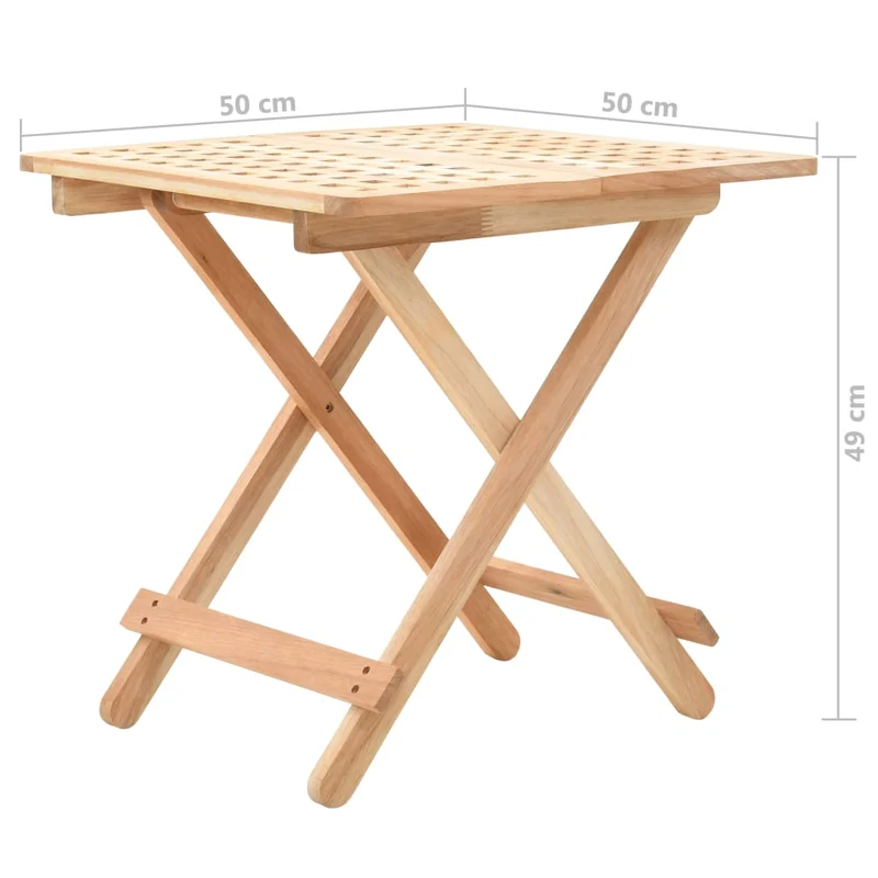 Table d'appoint pliable 50 x 50 x 49 cm bois de noyer massif beige DEC032517