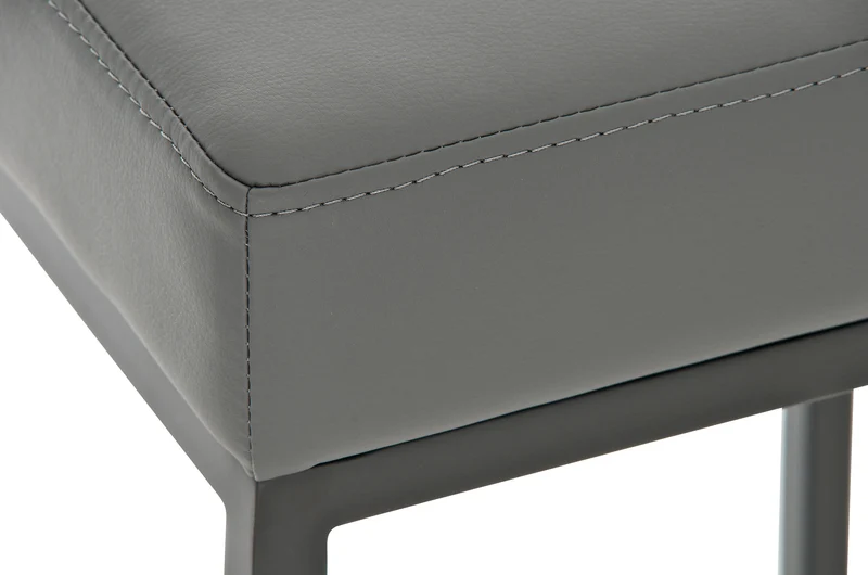 Tabouret de bar x1 avec repose-pieds design simple hauteur 85 cm en PVC gris et métal noir 10_0005246