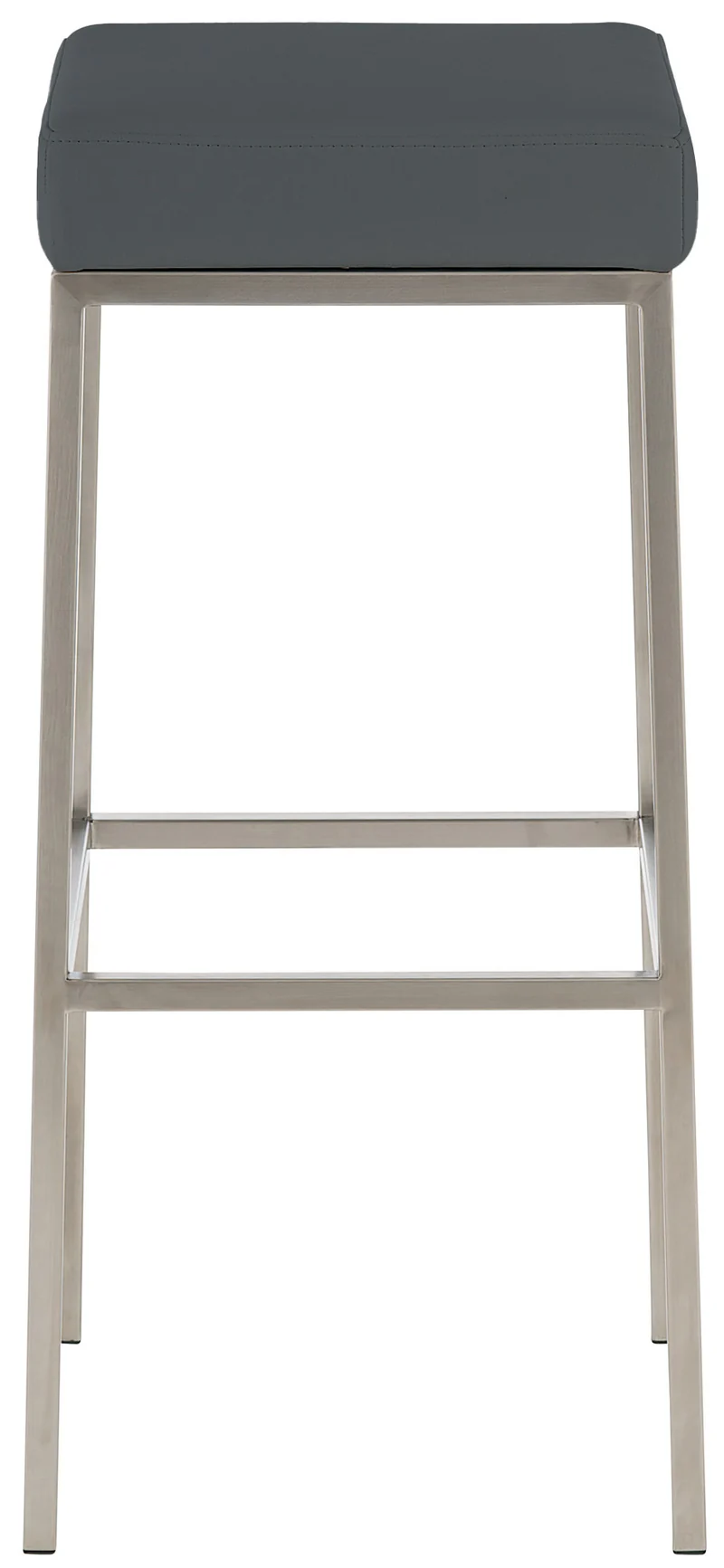 Lot de 2 tabourets de bar avec repose-pieds design simple hauteur 85 cm en PVC gris et acier inoxydable 10_0004375