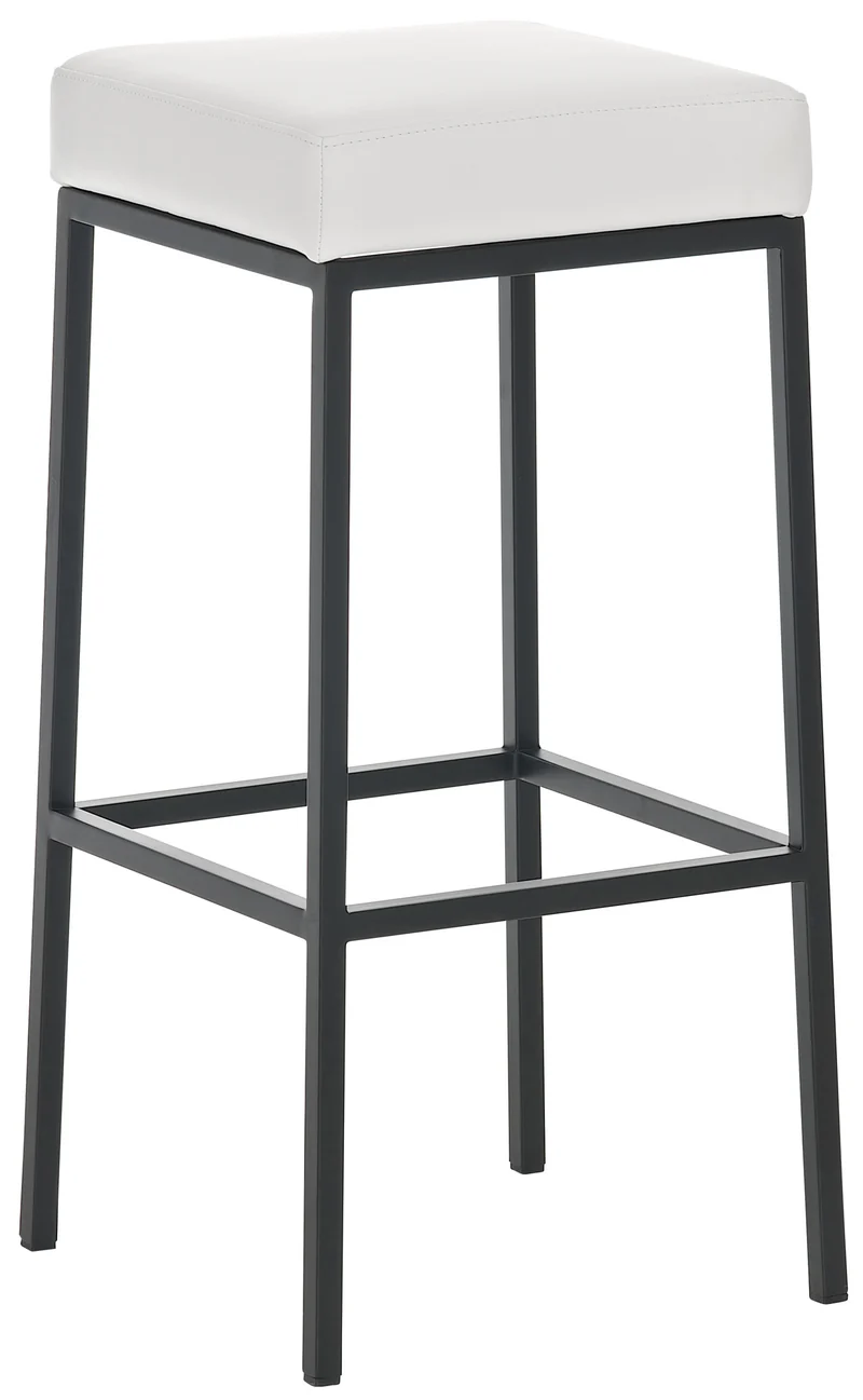 Lot de 2 tabourets de bar avec repose-pieds design simple hauteur 80 cm assise en PVC blanc support en métal noir 10_0004366
