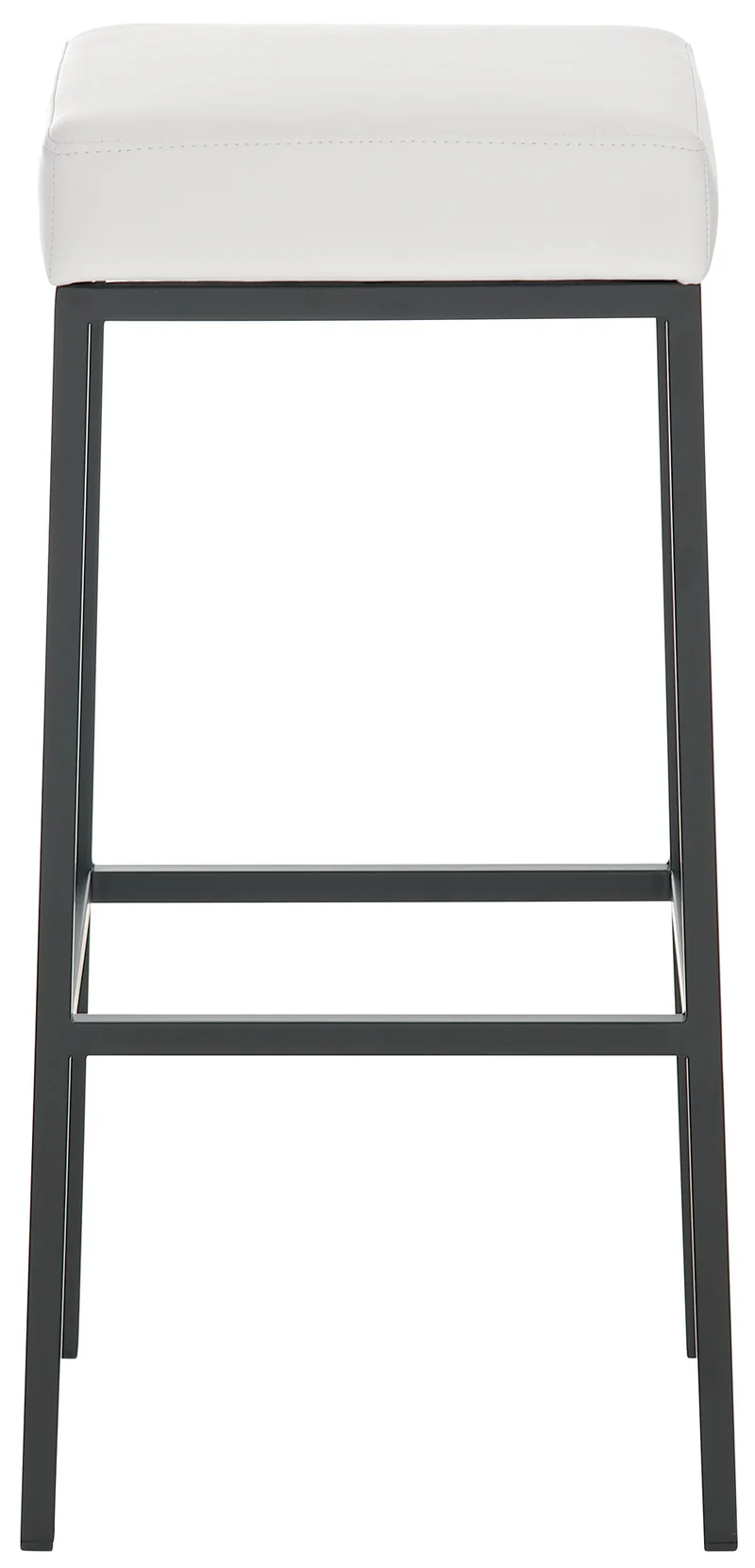 Lot de 2 tabourets de bar avec repose-pieds design simple hauteur 80 cm assise en PVC blanc support en métal noir 10_0004366