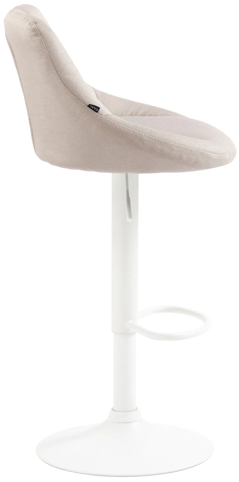 Tabouret de bar chaise haute x 1 avec coutures décoratives assise en tissu crème pieds métal blanc 10_0005091
