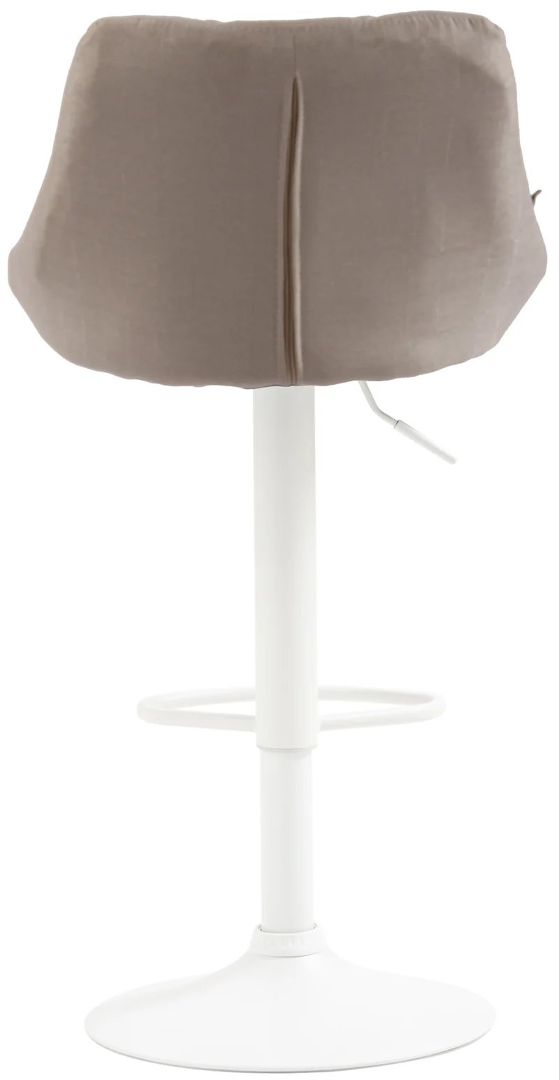 Tabouret de bar chaise haute x 1 avec coutures décoratives assise en tissu crème pieds métal blanc 10_0005091