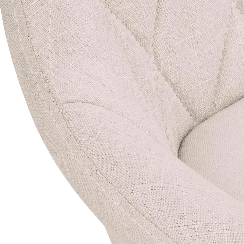 Tabouret de bar chaise haute x 1 avec coutures décoratives assise en tissu crème pieds métal noir 10_0005088