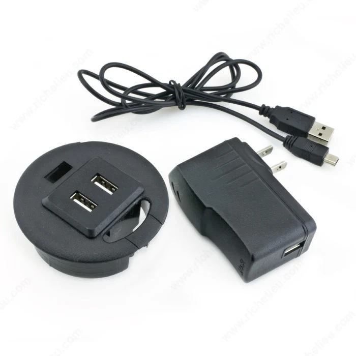 Passe-câble avec 2 ports USB de recharge