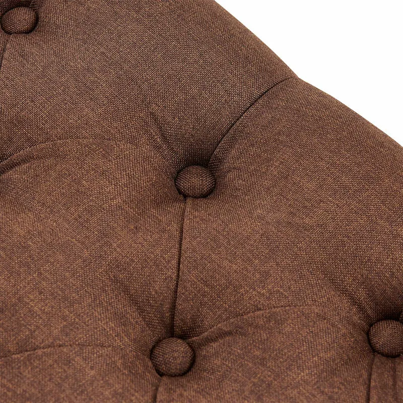 Banc en tissu marron avec boutons décoratives structure en métal noir 100 x 38 x 46 cm 10_0008803