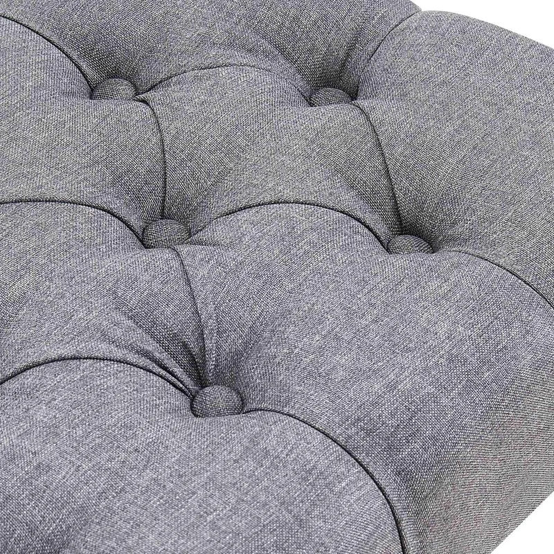 Banc d'entrée en tissu gris foncé boutons décoratifs avec structure en métal noir 100 x 38 x 46 cm 10_0008784