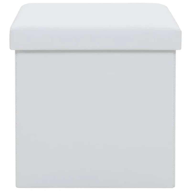 Lot de 2 tabourets assises poufs de rangement pliables en PVC blanc DEC026385