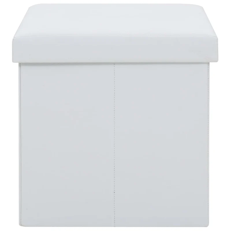 Lot de 2 tabourets assises poufs de rangement pliables en PVC blanc DEC026385