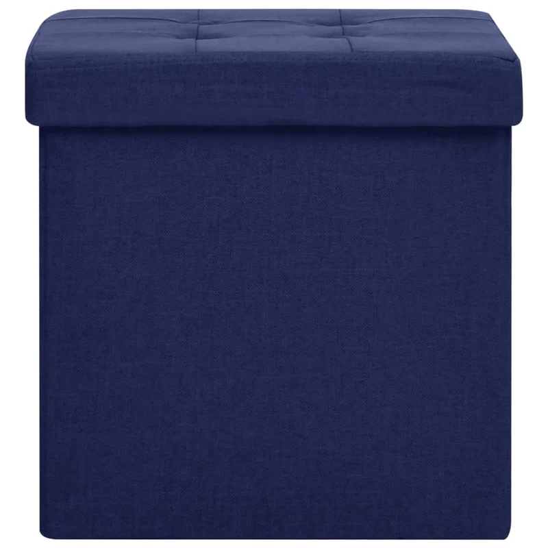 Lot de 2 tabouret assise poufs de rangement pliables en tissu bleu DEC026386