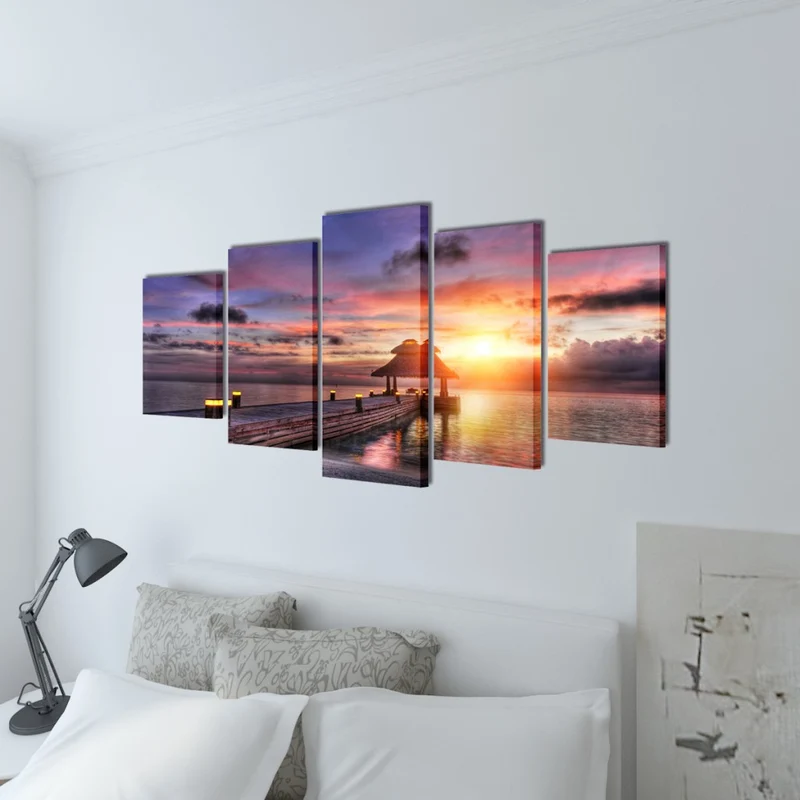 Toile de décoration murale kit de 5 pièces 200x100cm coucher de soleil DEC02036