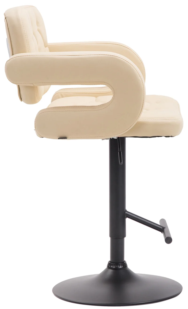 Tabouret de bar capitonné en synthétique crème accoudoirs repose-pieds métal design moderne TDB10505