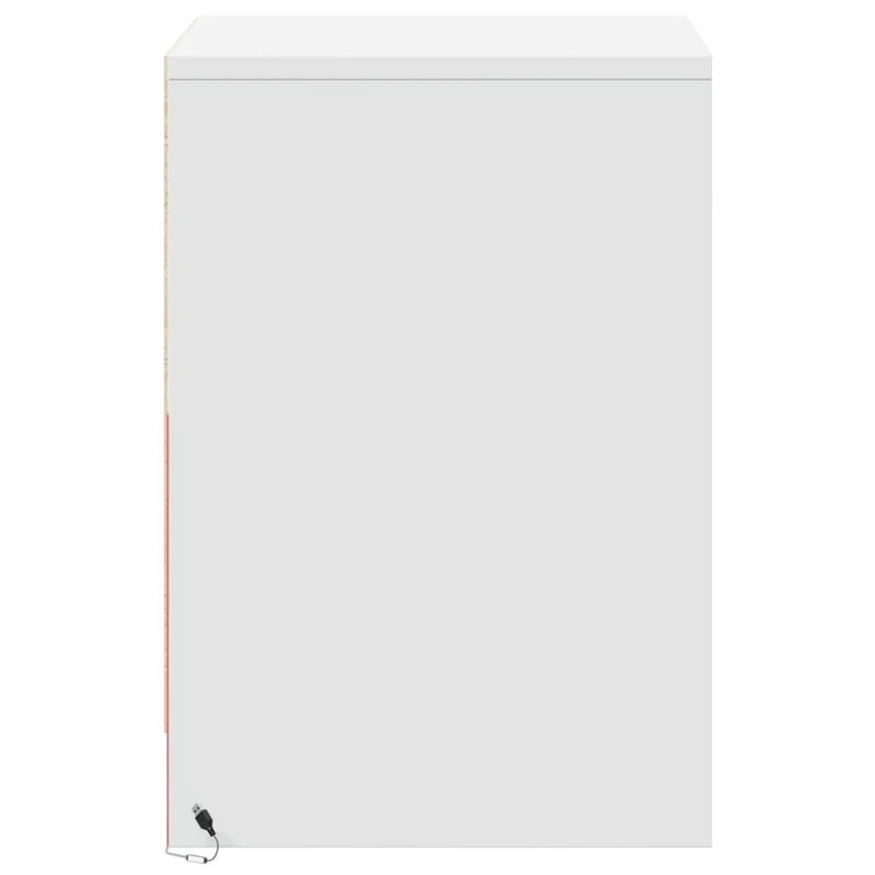 Table de chevet avec tiroirs et LED 38 x 34 x 50 cm en bois d'ingénierie blanc DEC032764