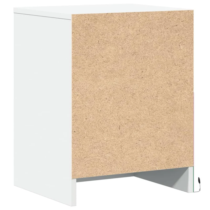 Table de chevet avec tiroirs et LED 38 x 34 x 50 cm en bois d'ingénierie blanc DEC032764