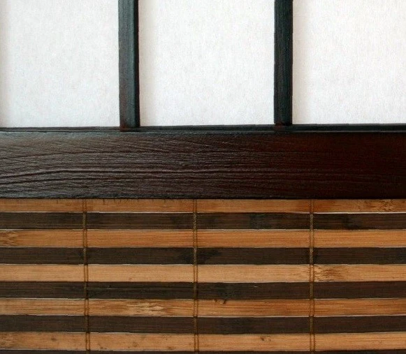 Paravent 5 panneaux marron en bois et bambou 220x175 cm PAR06011