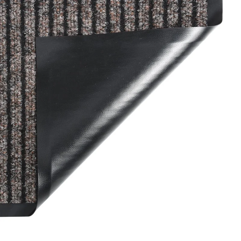 Paillasson de porte d'entrée rayé beige 60 x 80 cm bordure noire support en vinyle antidérapant DEC040638