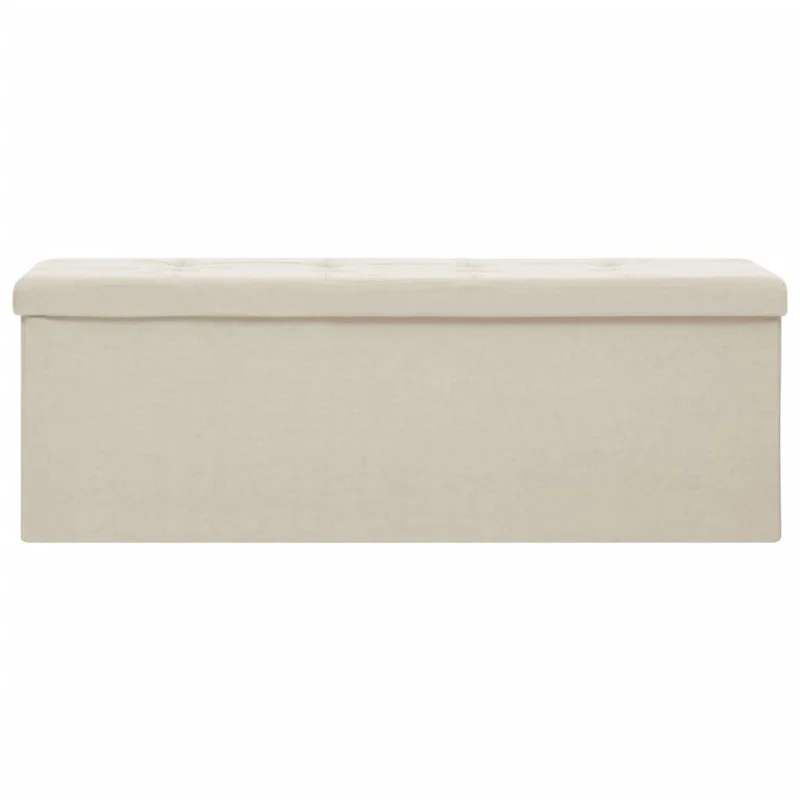 Banc banquette de rangement pliable 110 x 38 x 38 cm en tissu blanc crème DEC024786