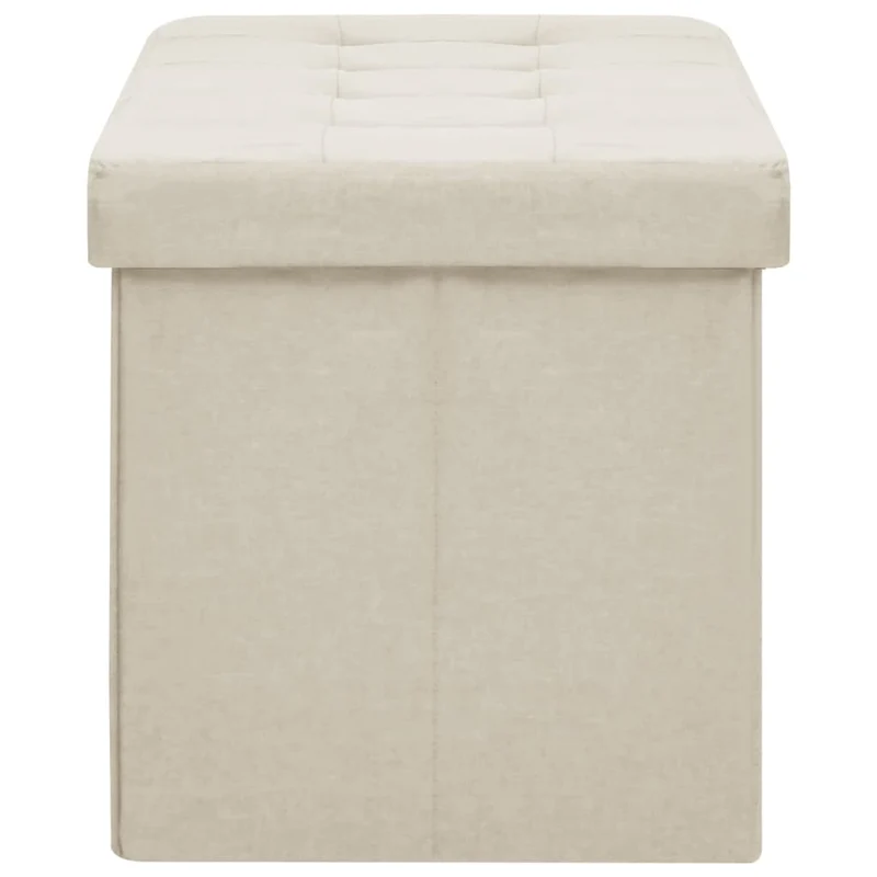 Banc banquette de rangement pliable 110 x 38 x 38 cm en tissu blanc crème DEC024786