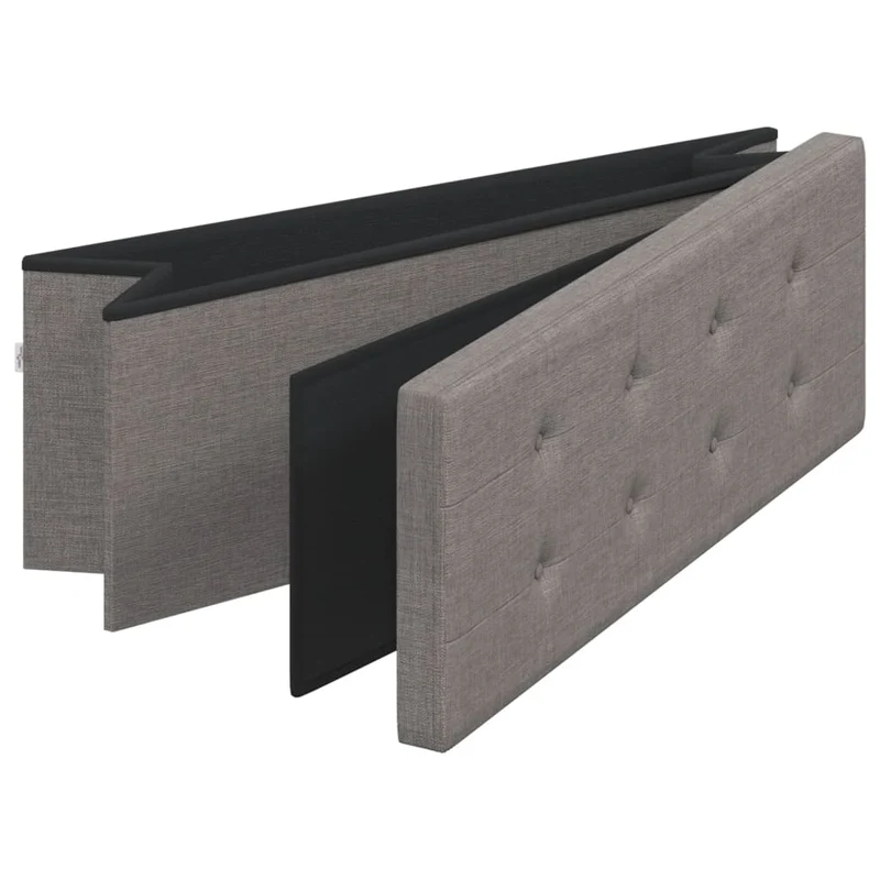Banc banquette de rangement pliable en tissu gris DEC024789