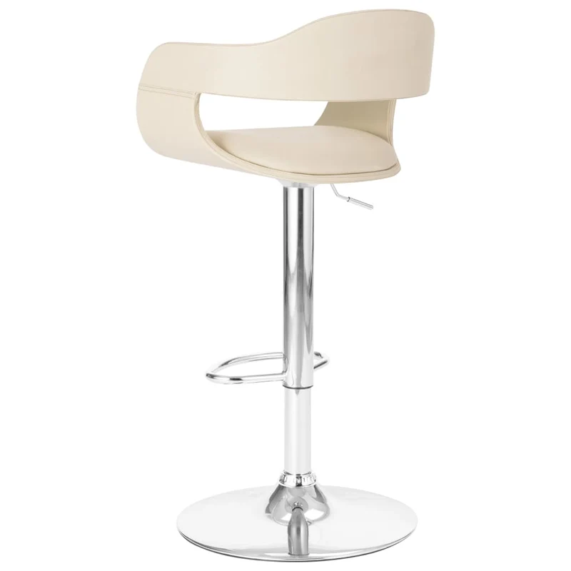Tabouret de bar x1 chaise haute avec dossier en PVC blanc et métal DEC029448
