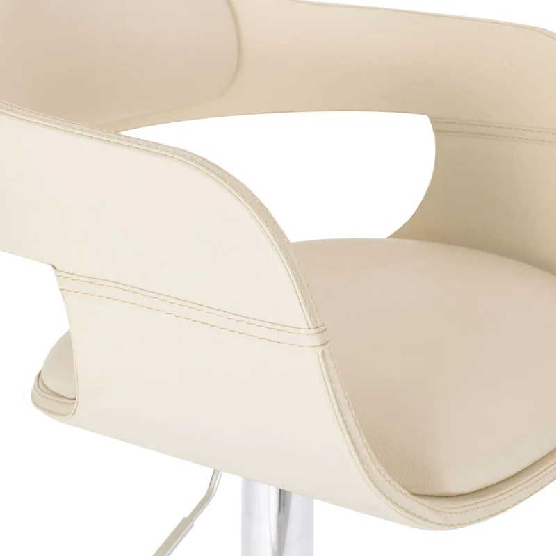 Tabouret de bar x1 chaise haute avec dossier en PVC blanc et métal DEC029448