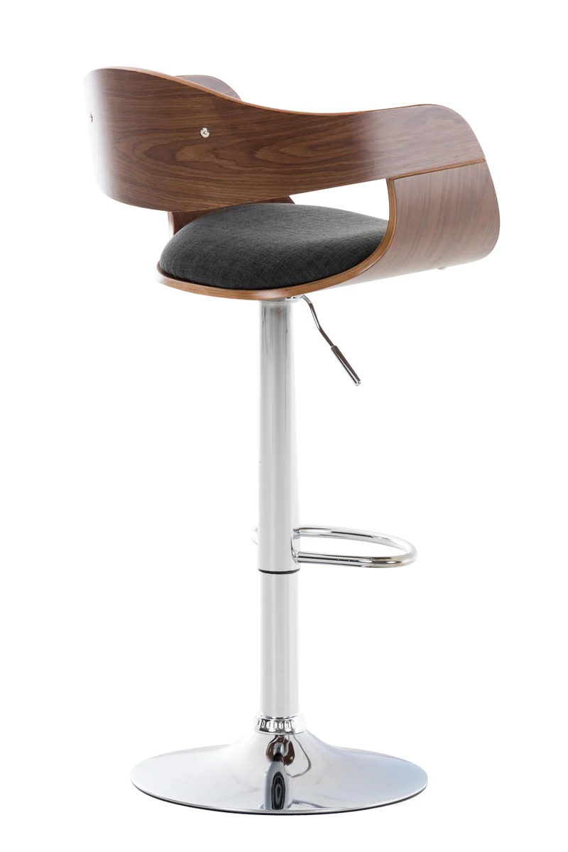 Lot de 2 tabourets de bar design scandinave en tissu gris foncé et structure en bois couleur noyer 10_0004251