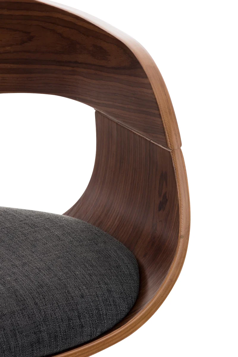 Lot de 2 tabourets de bar design scandinave en tissu gris foncé et structure en bois couleur noyer 10_0004251