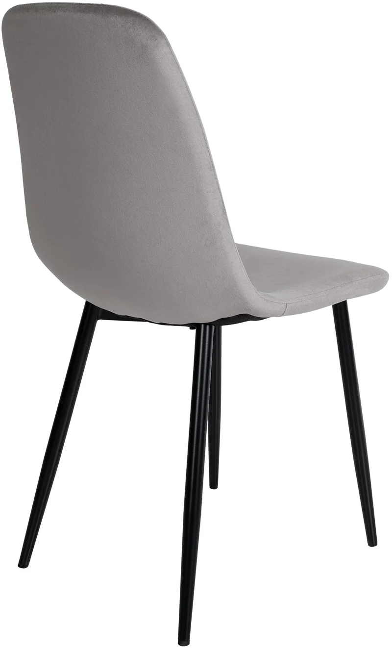 Chaise de salle à manger x1 design simple avec pieds en métal noir assise en velours gris 10_0002067