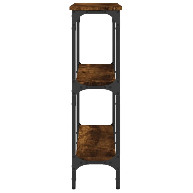 Meuble d'entrée table console design élégant avec étagères 75 x 22,5 x 75 cm bois d'ingénierie marron et métal DEC031803
